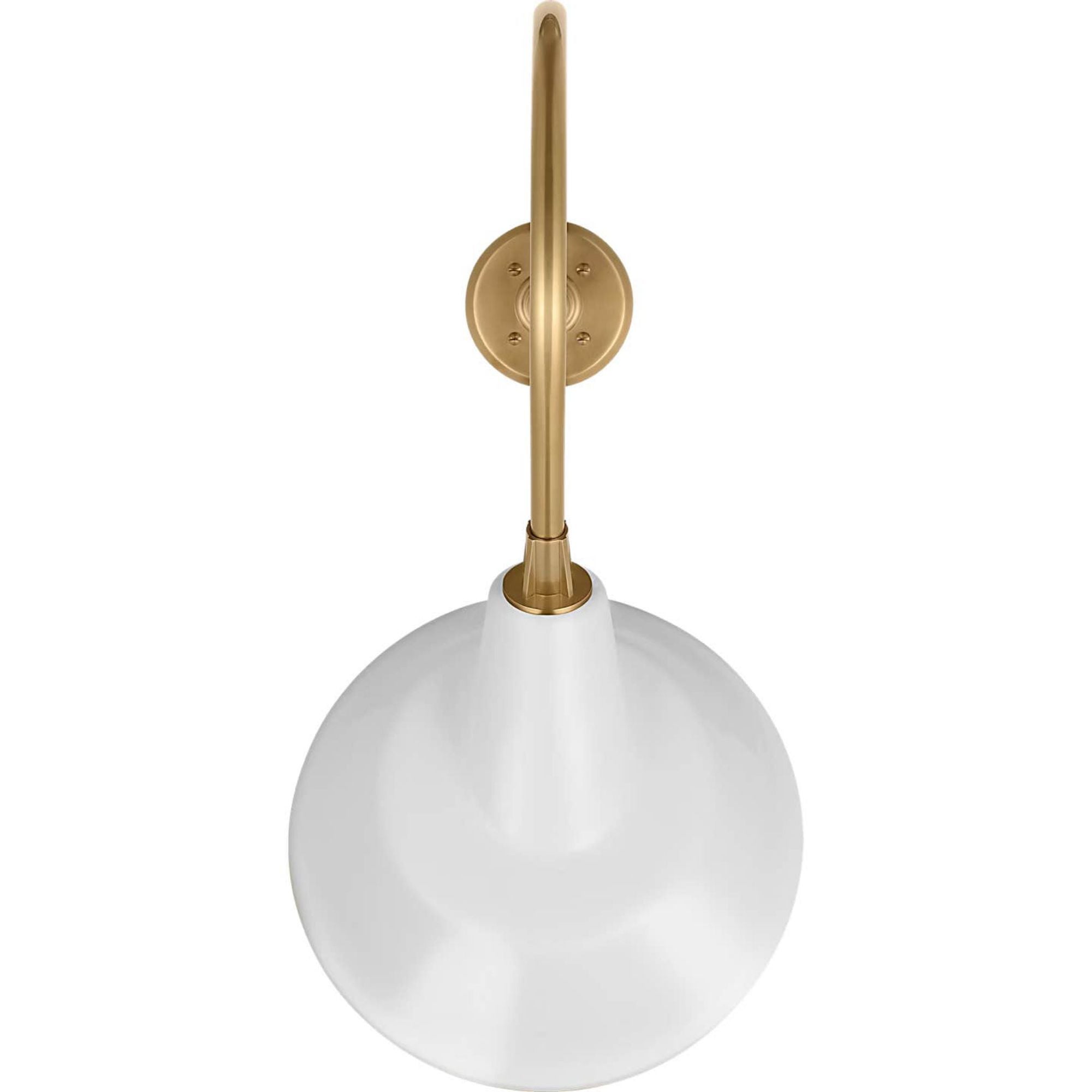 Thomas O'Brien Academy 26" Angled Flynn Barn Light in Hand-Rubbed Antique Brass with 12.5" White Tilted Bowers Shade W12.5" x H25.25" x E26"