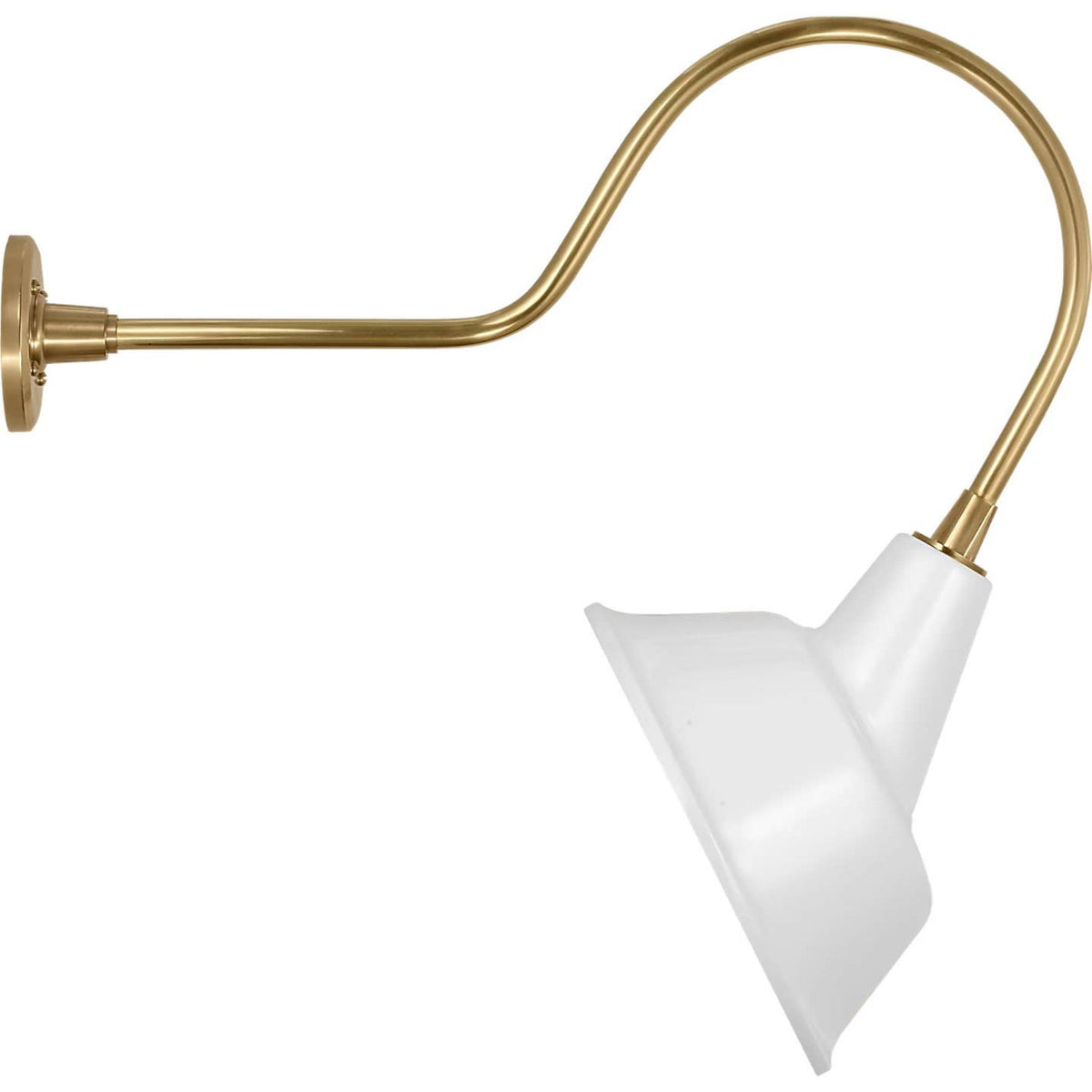 Thomas O'Brien Academy 26" Angled Flynn Barn Light in Hand-Rubbed Antique Brass with 12.5" White Tilted Bowers Shade W12.5" x H25.25" x E26"