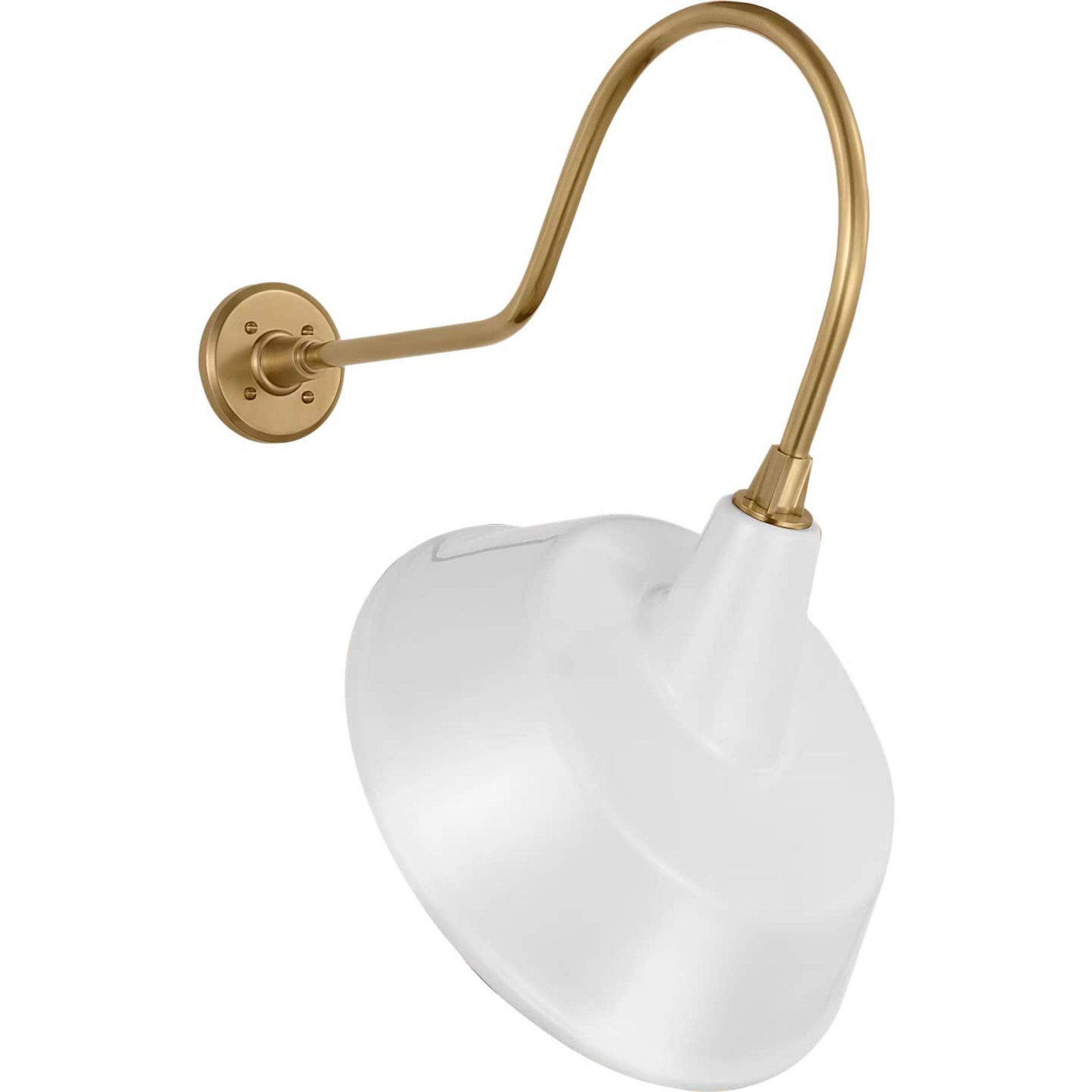 Thomas O'Brien Academy 26" Angled Flynn Barn Light in Hand-Rubbed Antique Brass with 16" White Tilted Bowers Shade W16" x H26.75" x E26"