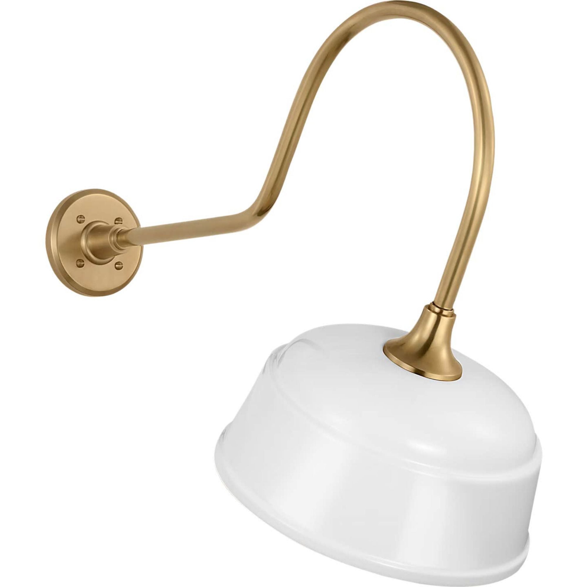 Thomas O'Brien Academy 26" Angled Flynn Barn Light in Hand-Rubbed Antique Brass with 12.5" White Rockhouse Shade W12.5" x H22" x E26"