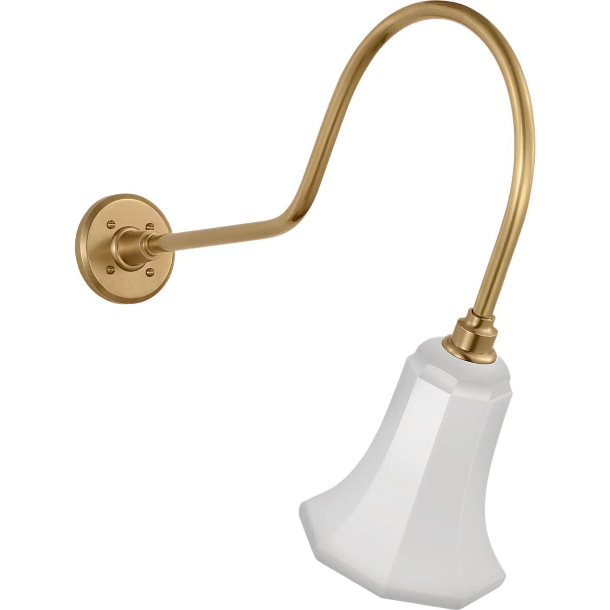 Thomas O'Brien Academy 26" Angled Flynn Barn Light in Hand-Rubbed Antique Brass with 7.5" White Savannah Shade W7.5" x H22.25" x E26"