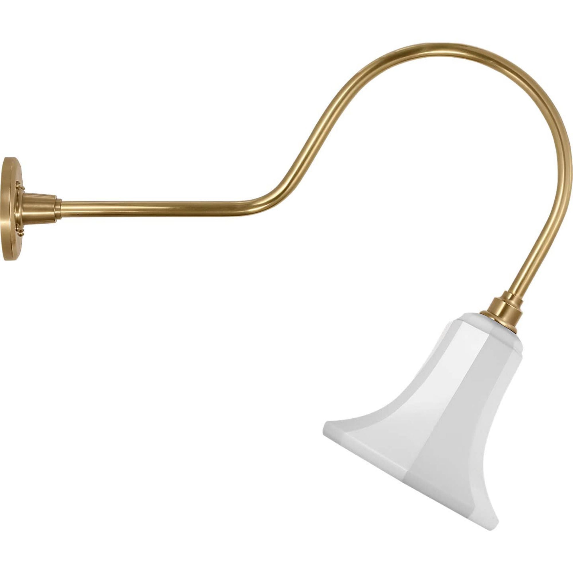 Thomas O'Brien Academy 26" Angled Flynn Barn Light in Hand-Rubbed Antique Brass with 7.5" White Savannah Shade W7.5" x H22.25" x E26"