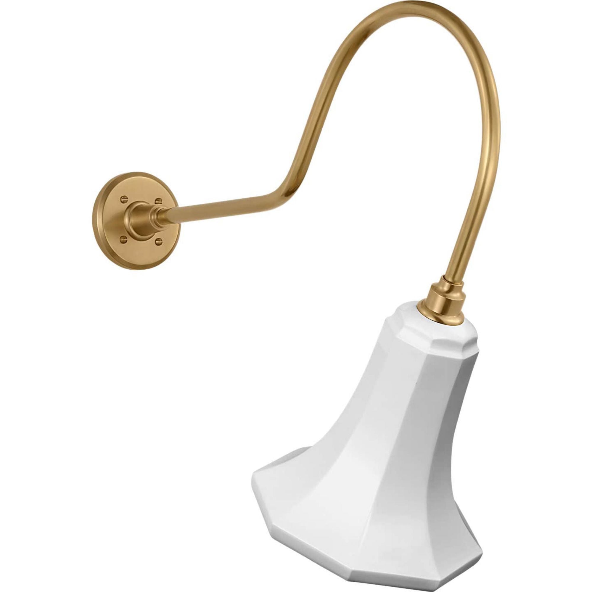 Thomas O'Brien Academy 26" Angled Flynn Barn Light in Hand-Rubbed Antique Brass with 9.25" White Savannah Shade W9.25" x H24.25" x E26"