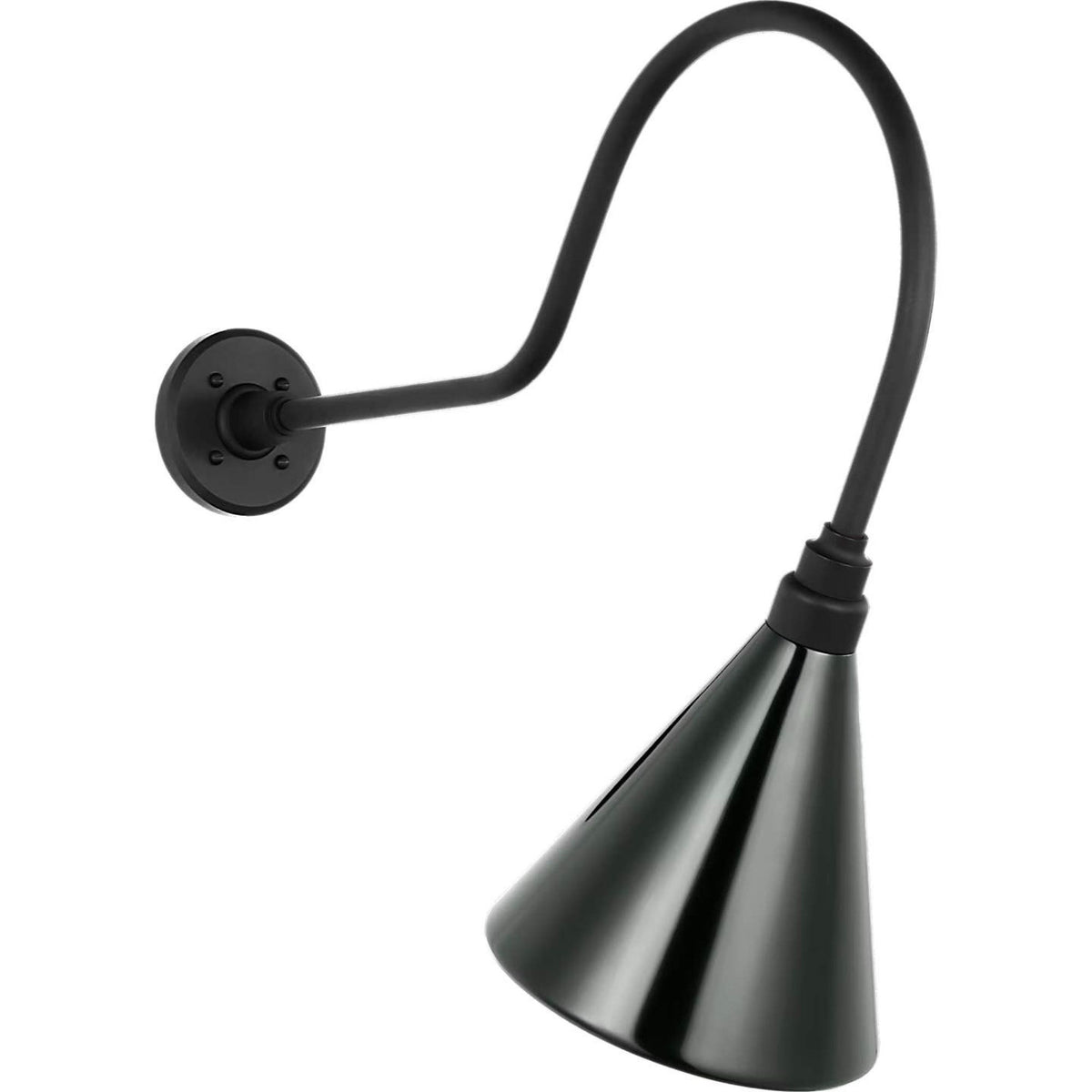 Thomas O'Brien Academy 26" Angled Flynn Barn Light in Matte Black with 9" Green Conical Savannah Shade W9" x H23.25" x E26"