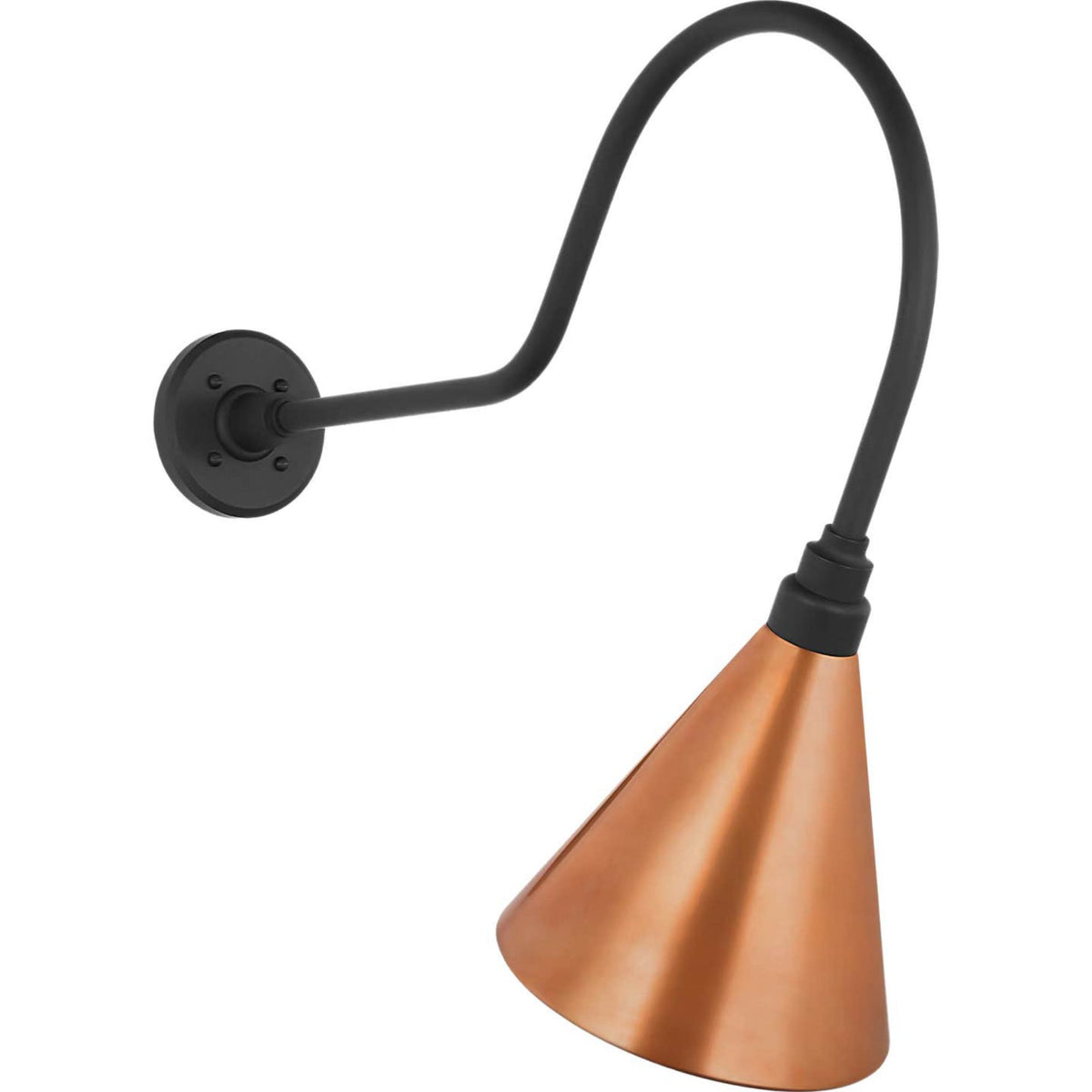 Thomas O'Brien Academy 26" Angled Flynn Barn Light in Matte Black with 9" Soft Copper Conical Savannah Shade W9" x H23.25" x E26"