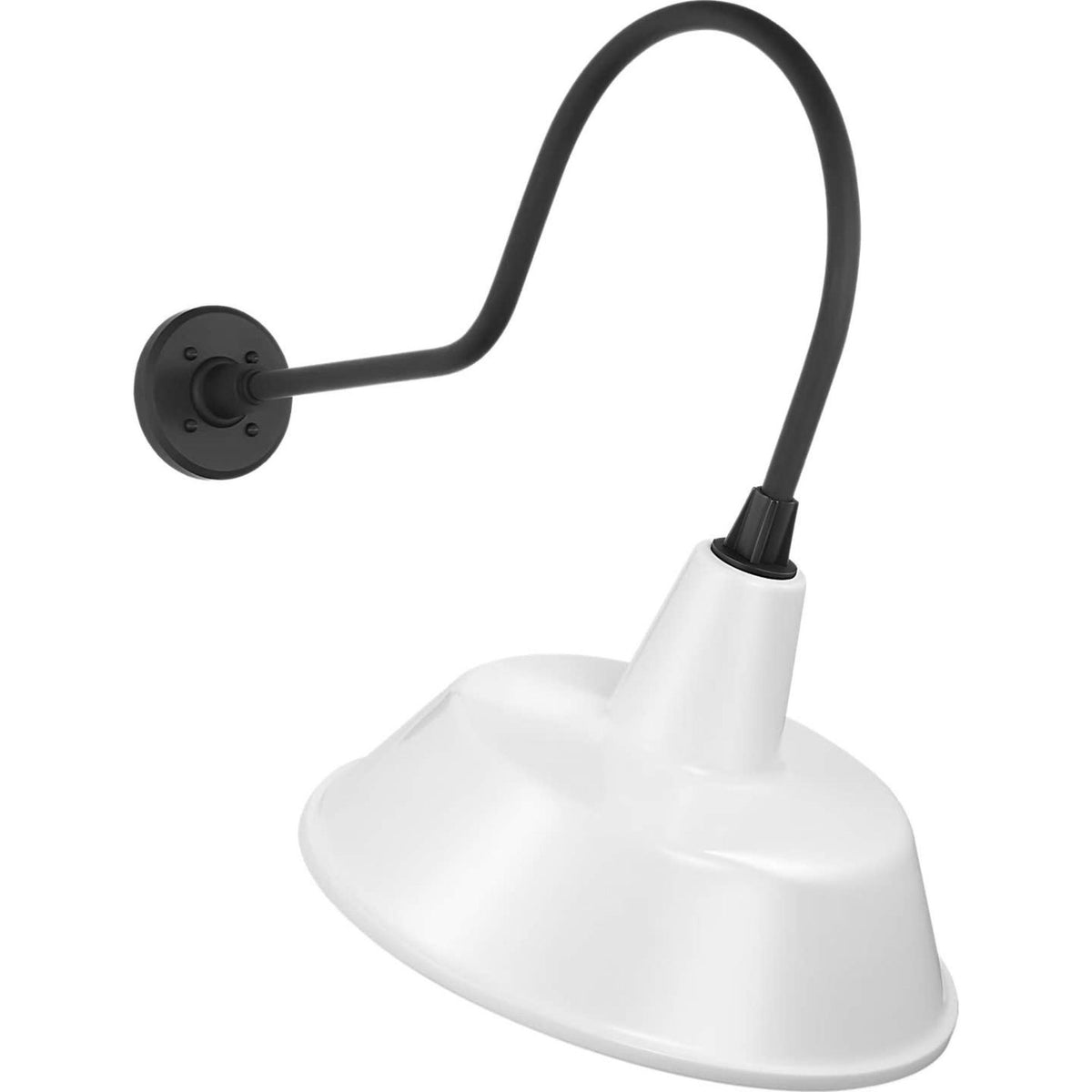 Thomas O'Brien Academy 26" Angled Flynn Barn Light in Matte Black with 16" White Bowers Shade W16" x H25" x E26"