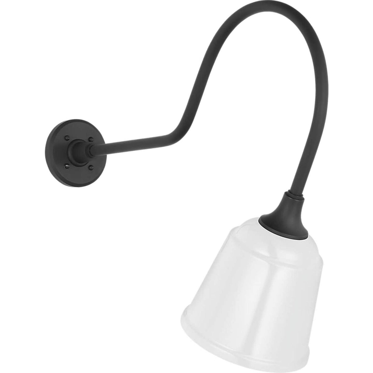 Thomas O'Brien Academy 26" Angled Flynn Barn Light in Matte Black with 8" White Rockhouse Shade W8" x H22" x E26"