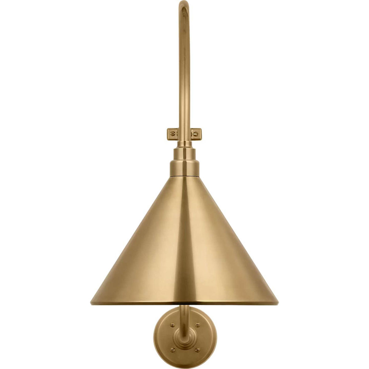 Thomas O'Brien Academy 15" Larrabee Barn Light in Hand-Rubbed Antique Brass with 12.5" Conical Savannah Shade W12.5" x H24" x E21"