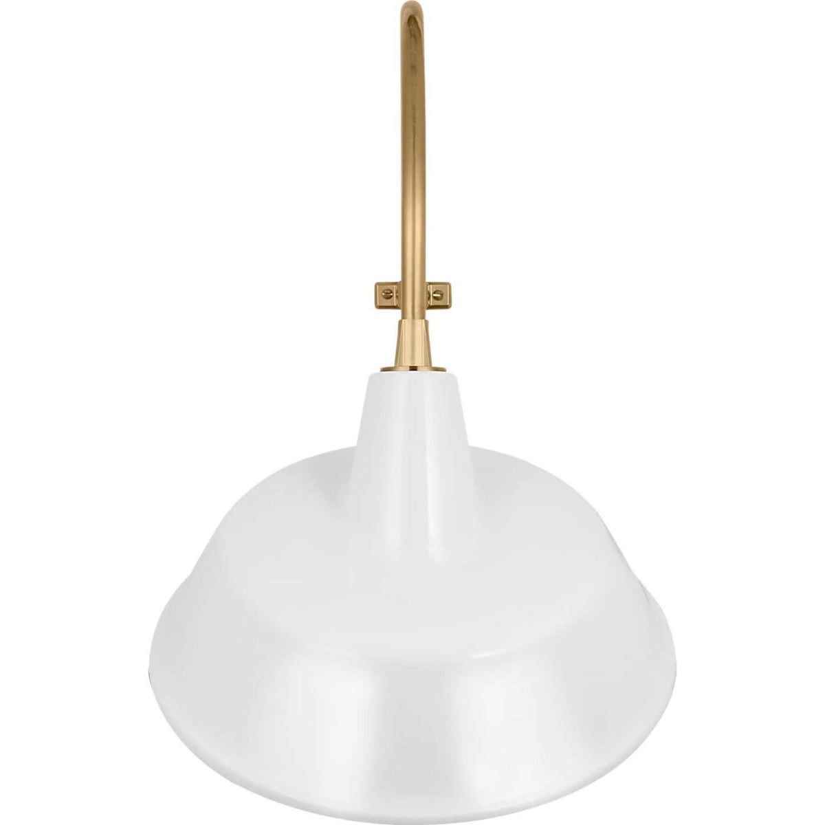 Thomas O'Brien Academy 15" Larrabee Barn Light in Hand-Rubbed Antique Brass with 16" White Tilted Bowers Shade W16" x H24.25" x E19.75"