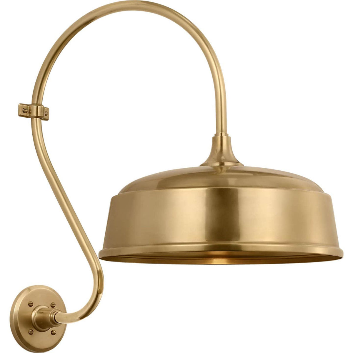 Thomas O'Brien Academy 15" Larrabee Barn Light in Hand-Rubbed Antique Brass with 16" Rockhouse Shade W16" x H24" x E22.75"