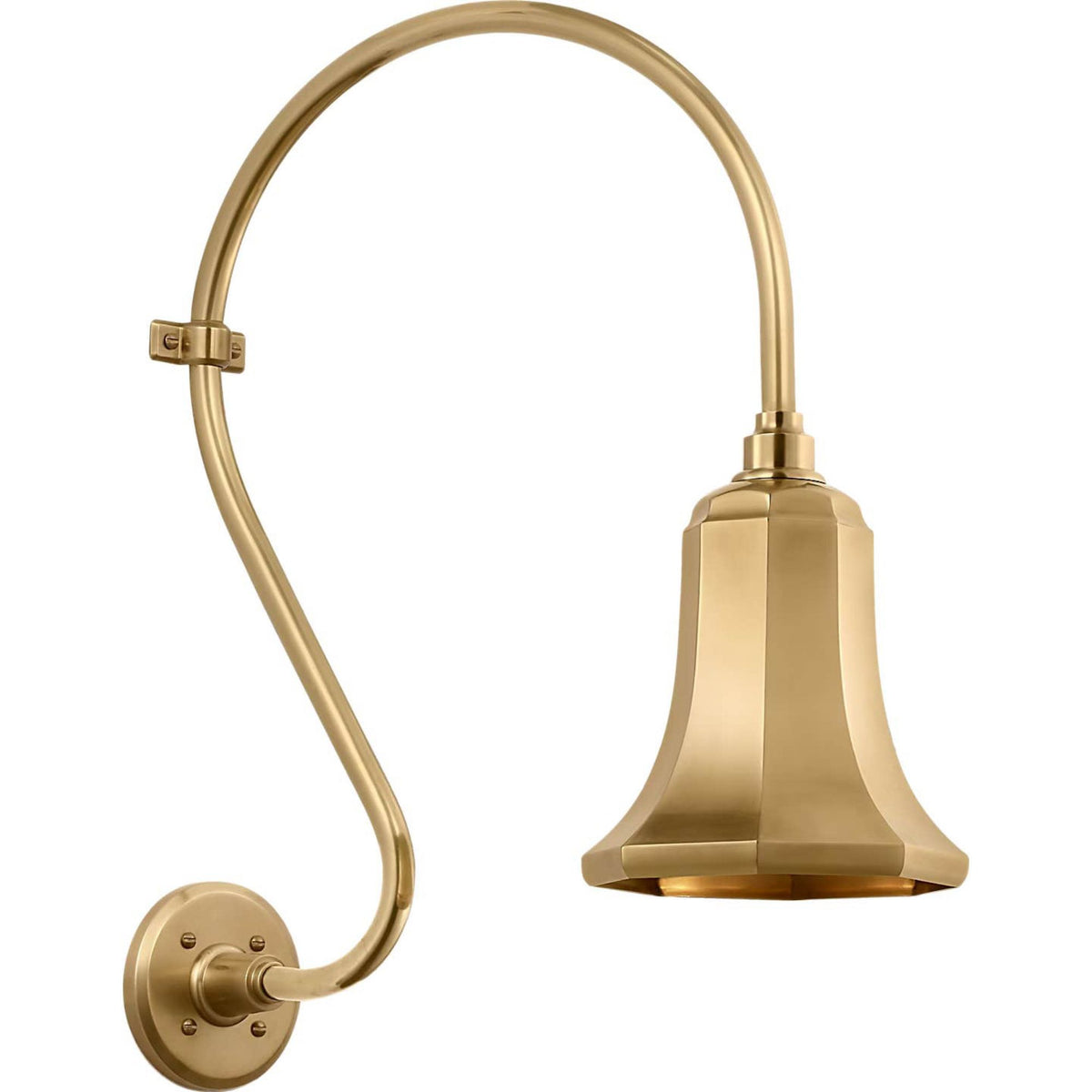 Thomas O'Brien Academy 15" Larrabee Barn Light in Hand-Rubbed Antique Brass with 7.5" Savannah Shade W7.5" x H24" x E18.25"