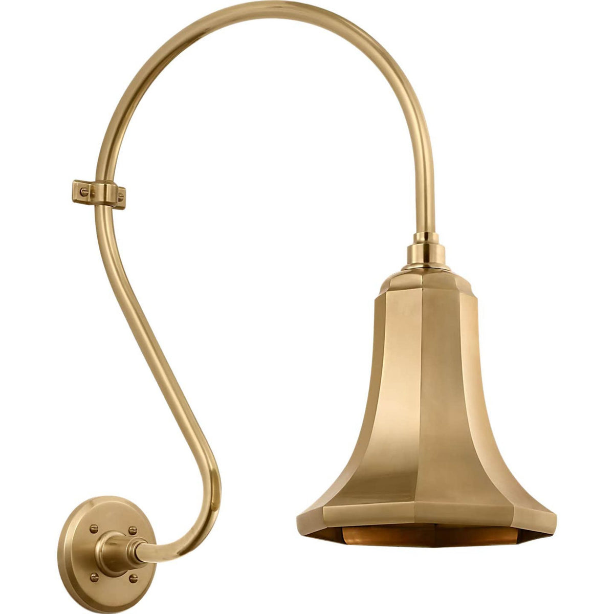 Thomas O'Brien Academy 15" Larrabee Barn Light in Hand-Rubbed Antique Brass with 9.25" Savannah Shade W9.25" x H24" x E19.25"