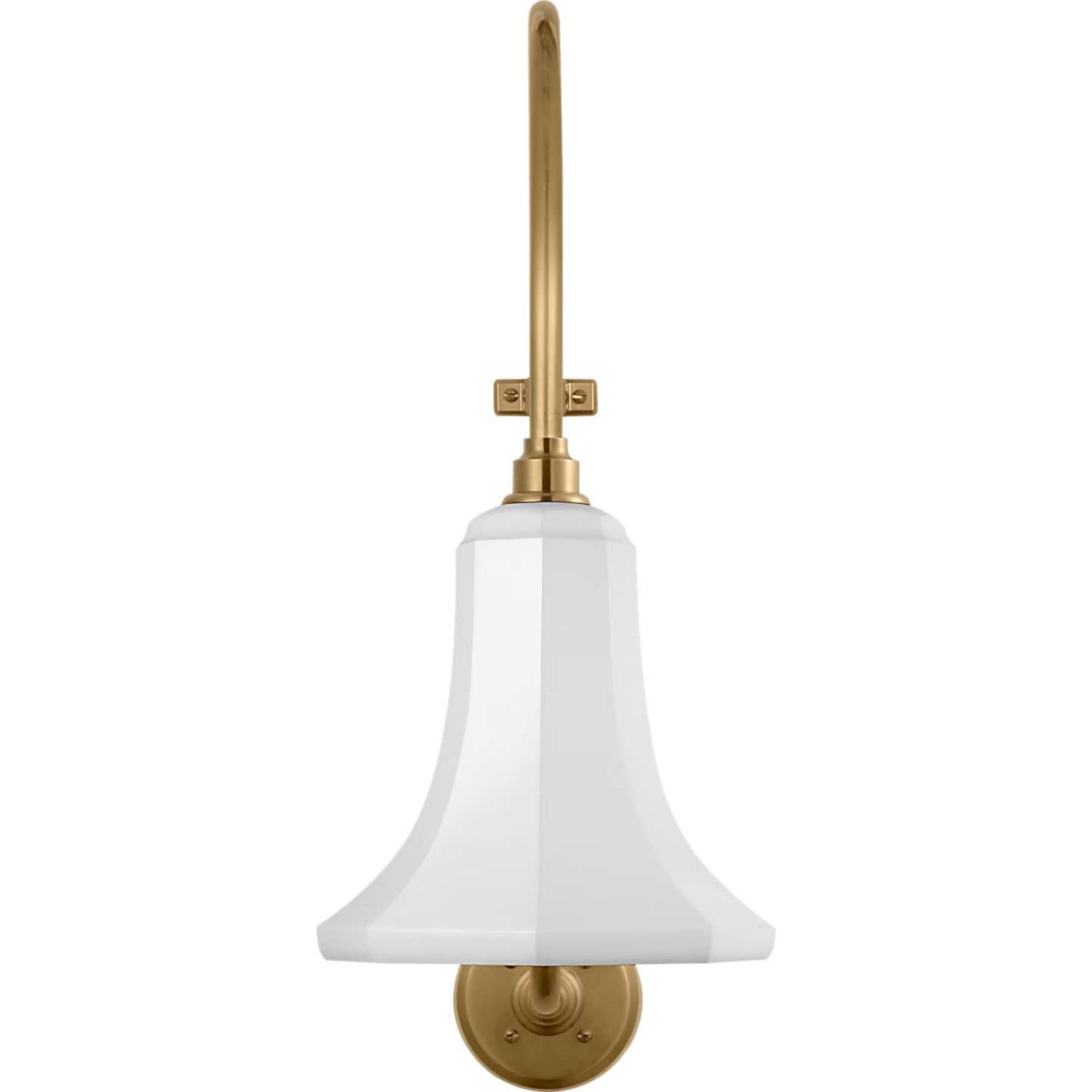 Thomas O'Brien Academy 15" Larrabee Barn Light in Hand-Rubbed Antique Brass with 9.25" White Savannah Shade W9.25" x H24" x E19.25"
