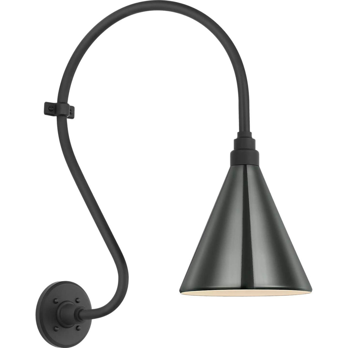 Thomas O'Brien Academy 15" Larrabee Barn Light in Matte Black with 9" Green Conical Savannah Shade W9" x H24" x E19.25"