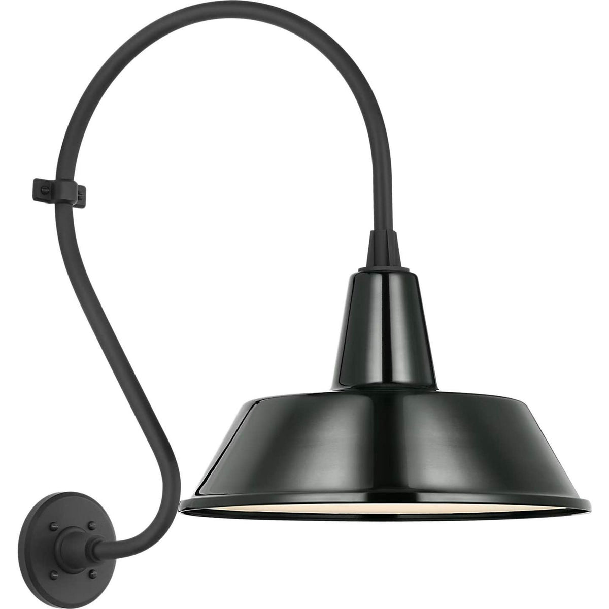 Thomas O'Brien Academy 15" Larrabee Barn Light in Matte Black with 16" Green Bowers Shade W16" x H24" x E22.75"