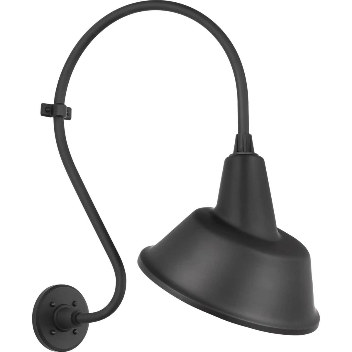Thomas O'Brien Academy 15" Larrabee Barn Light in Matte Black with 12.5" Tilted Bowers Shade W12.5" x H24" x E18.25"