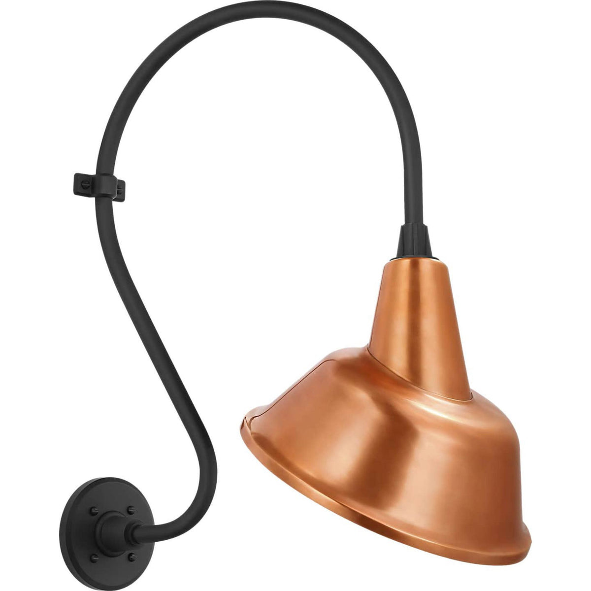 Thomas O'Brien Academy 15" Larrabee Barn Light in Matte Black with 12.5" Soft Copper Tilted Bowers Shade W12.5" x H24" x E18.25"