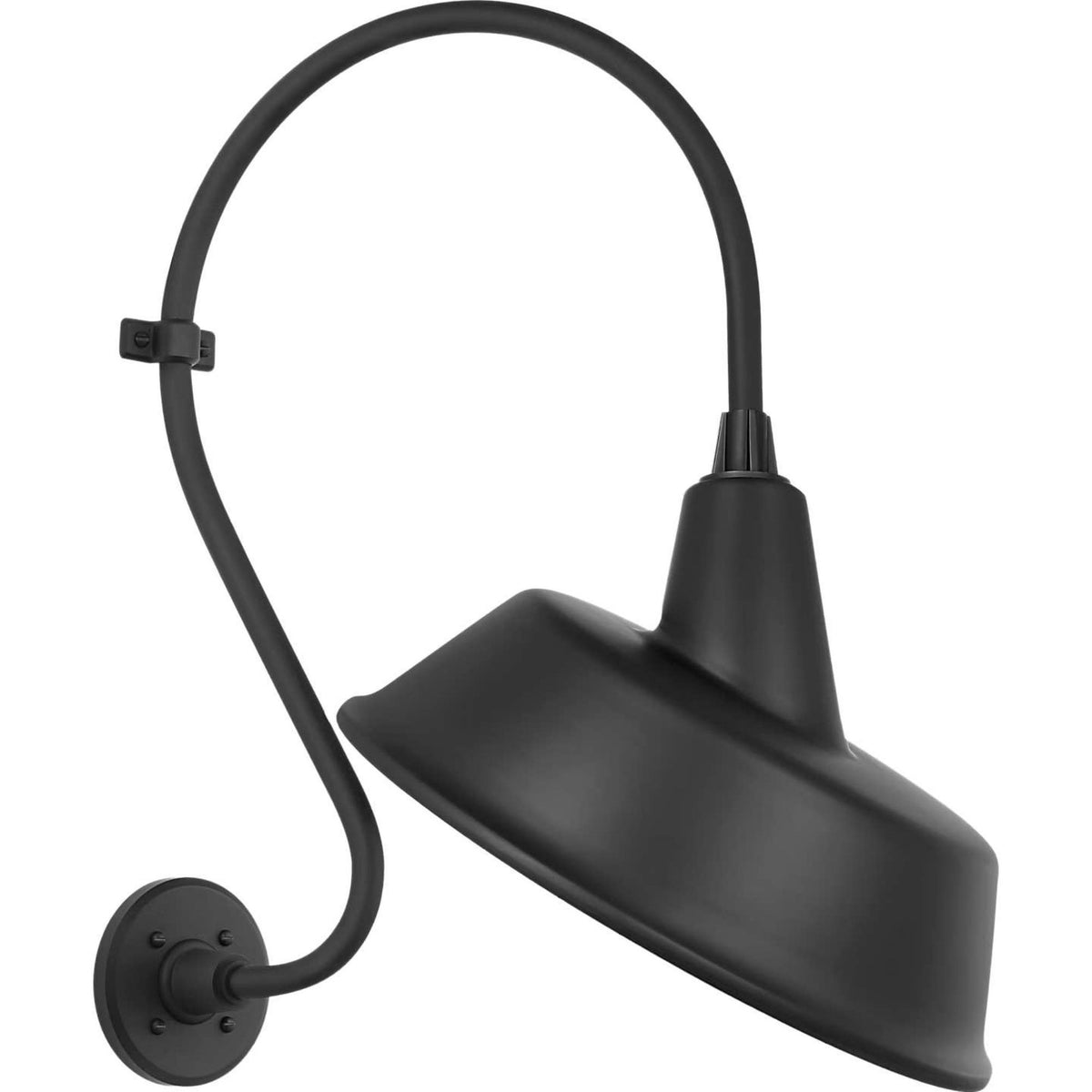 Thomas O'Brien Academy 15" Larrabee Barn Light in Matte Black with 16" Tilted Bowers Shade W16" x H24.25" x E19.75"