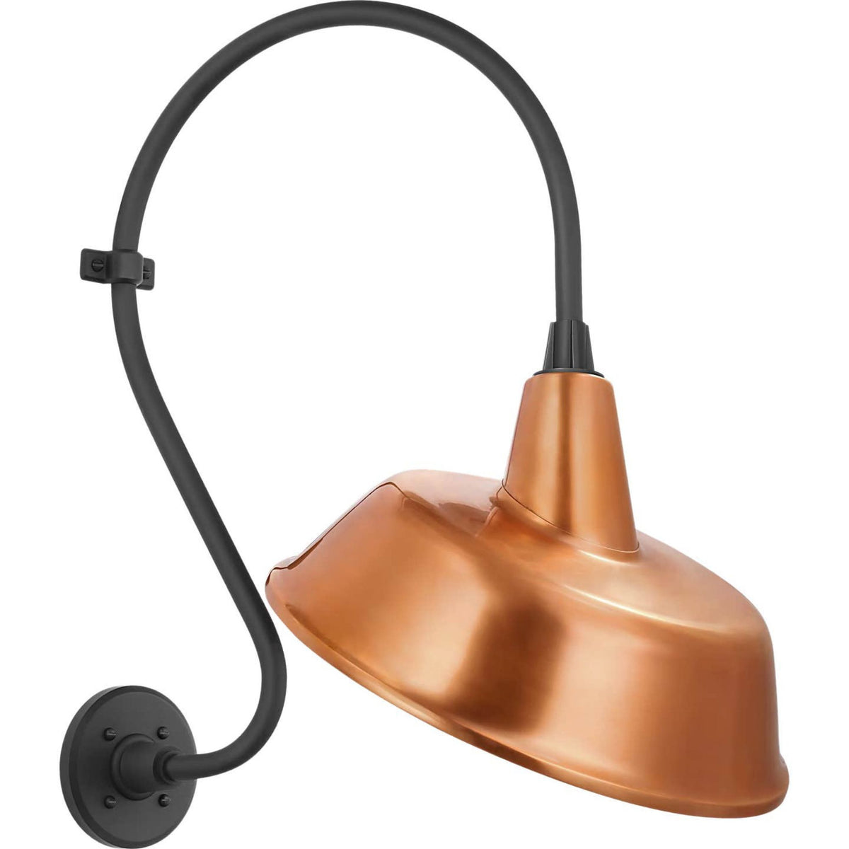 Thomas O'Brien Academy 15" Larrabee Barn Light in Matte Black with 16" Soft Copper Tilted Bowers Shade W16" x H24.25" x E19.75"