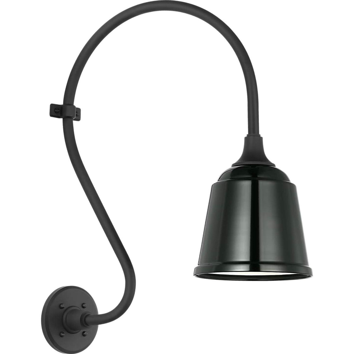 Thomas O'Brien Academy 15" Larrabee Barn Light in Matte Black with 8" Green Rockhouse Shade W8" x H24" x E18.5"