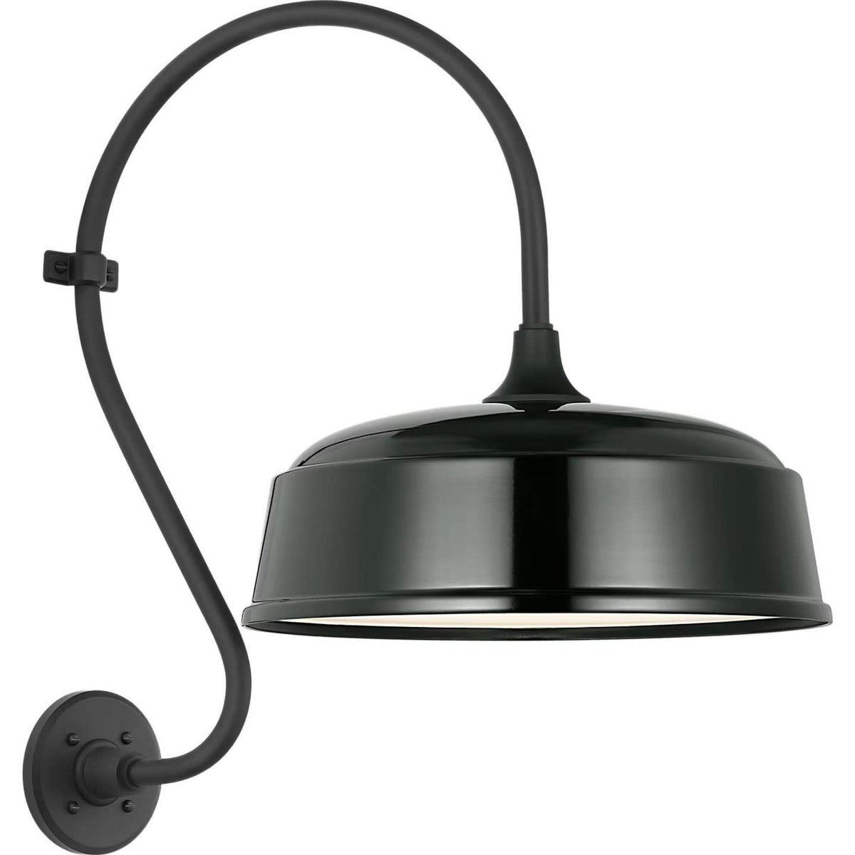 Thomas O'Brien Academy 15" Larrabee Barn Light in Matte Black with 16" Green Rockhouse Shade W16" x H24" x E22.75"
