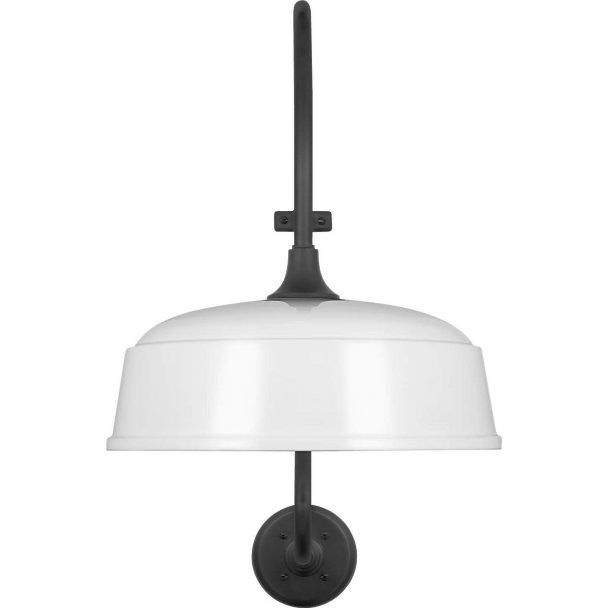 Thomas O'Brien Academy 15" Larrabee Barn Light in Matte Black with 16" White Rockhouse Shade W16" x H24" x E22.75"