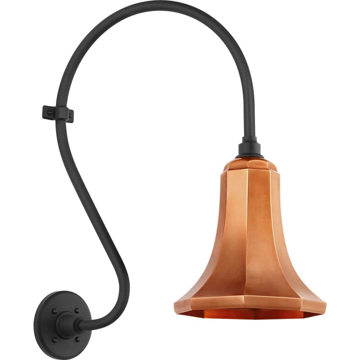 Thomas O'Brien Academy 15" Larrabee Barn Light in Matte Black with 9.25" Soft Copper Savannah Shade W9.25" x H24" x E19.25"