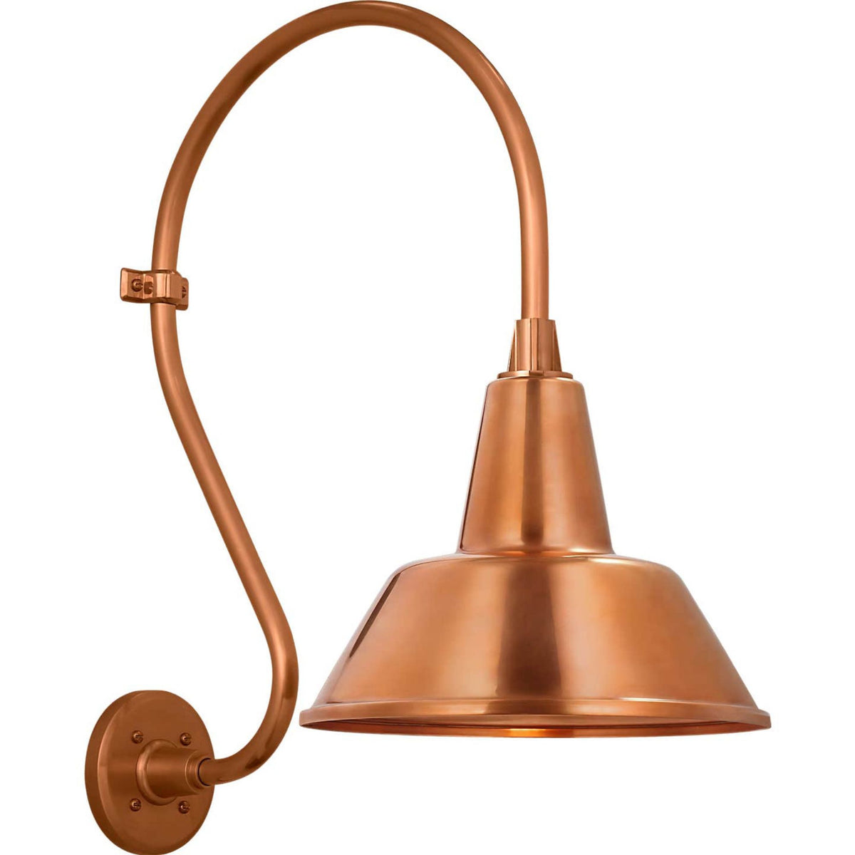 Thomas O'Brien Academy 15" Larrabee Barn Light in Soft Copper with 12.5" Bowers Shade W12.5" x H24" x E21"