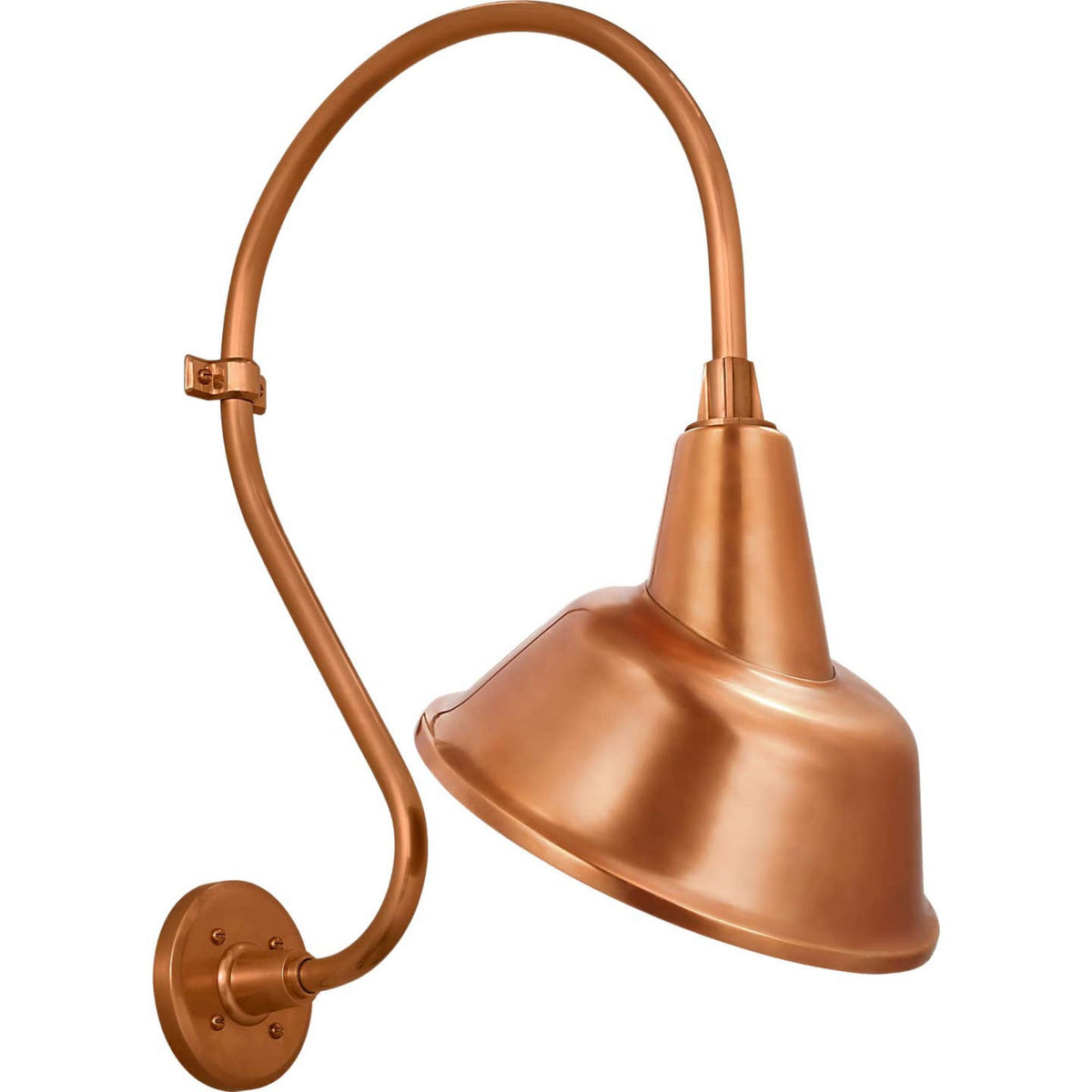 Thomas O'Brien Academy 15" Larrabee Barn Light in Soft Copper with 12.5" Tilted Bowers Shade W12.5" x H24" x E18.25"