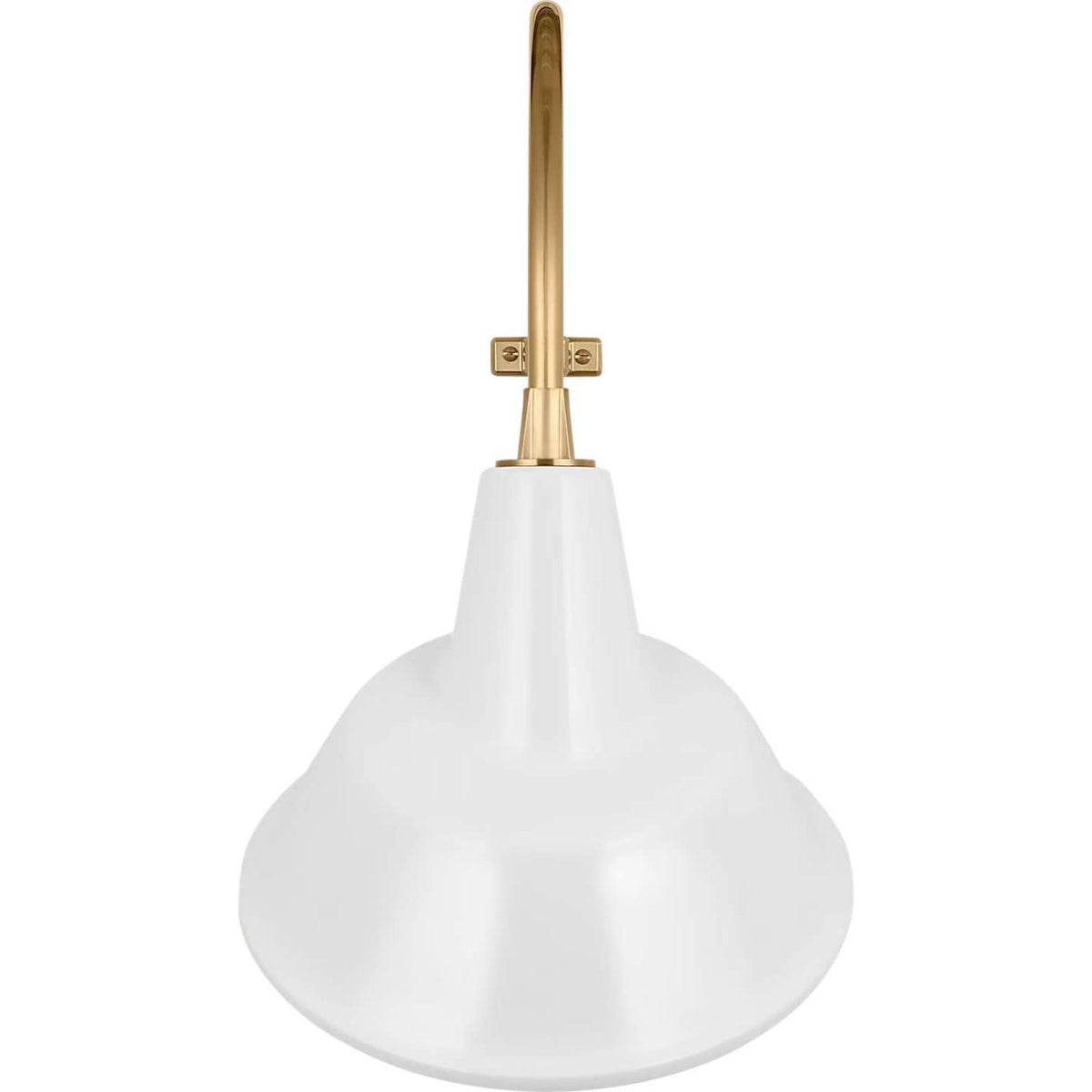 Thomas O'Brien Academy 18" Larrabee Barn Light in Hand-Rubbed Antique Brass with 12.5" White Tilted Bowers Shade W12.5" x H27" x E21.25"