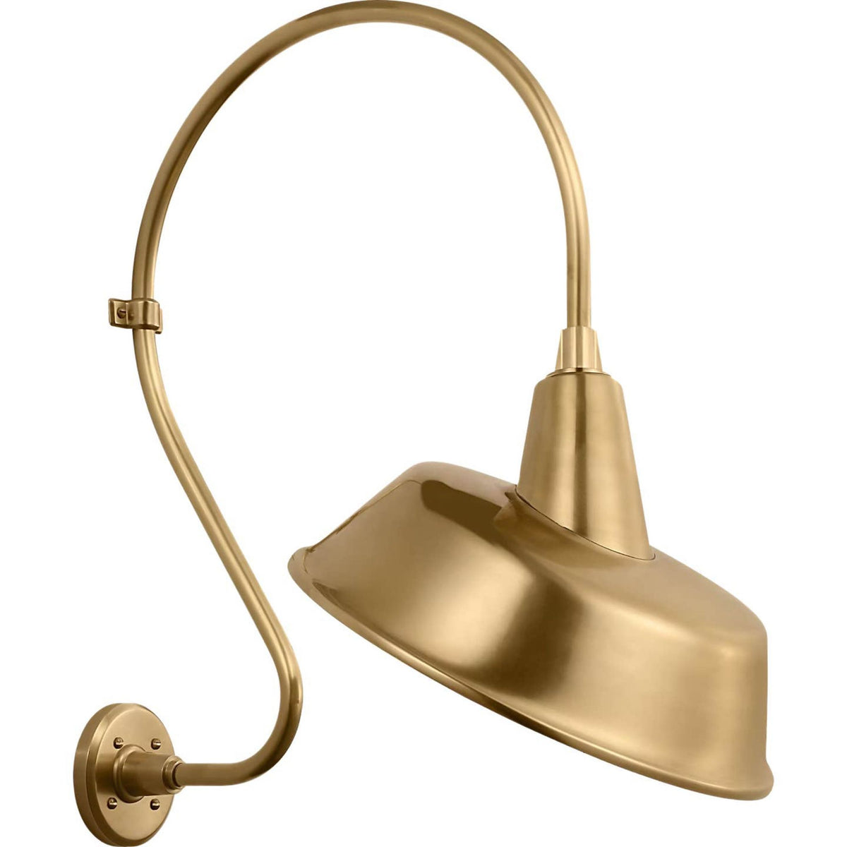 Thomas O'Brien Academy 18" Larrabee Barn Light in Hand-Rubbed Antique Brass with 16" Tilted Bowers Shade W16" x H27" x E22.75"