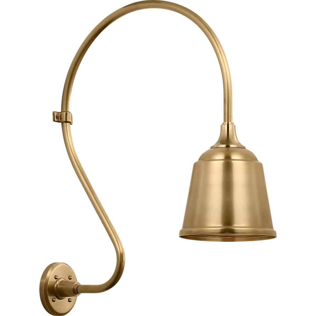 Thomas O'Brien Academy 18" Larrabee Barn Light in Hand-Rubbed Antique Brass with 8" Rockhouse Shade W8" x H27" x E21.5"