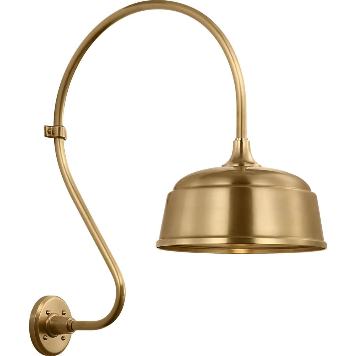 Thomas O'Brien Academy 18" Larrabee Barn Light in Hand-Rubbed Antique Brass with 12.5" Rockhouse Shade W12.5" x H27" x E23.75"