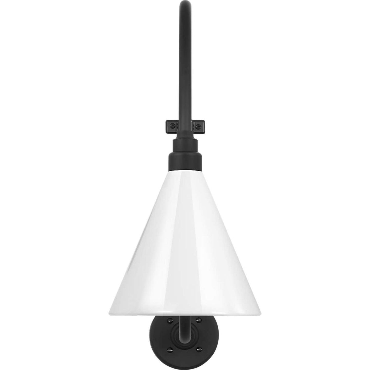 Thomas O'Brien Academy 18" Larrabee Barn Light in Matte Black with 9" White Conical Savannah Shade W9" x H27" x E22.25"