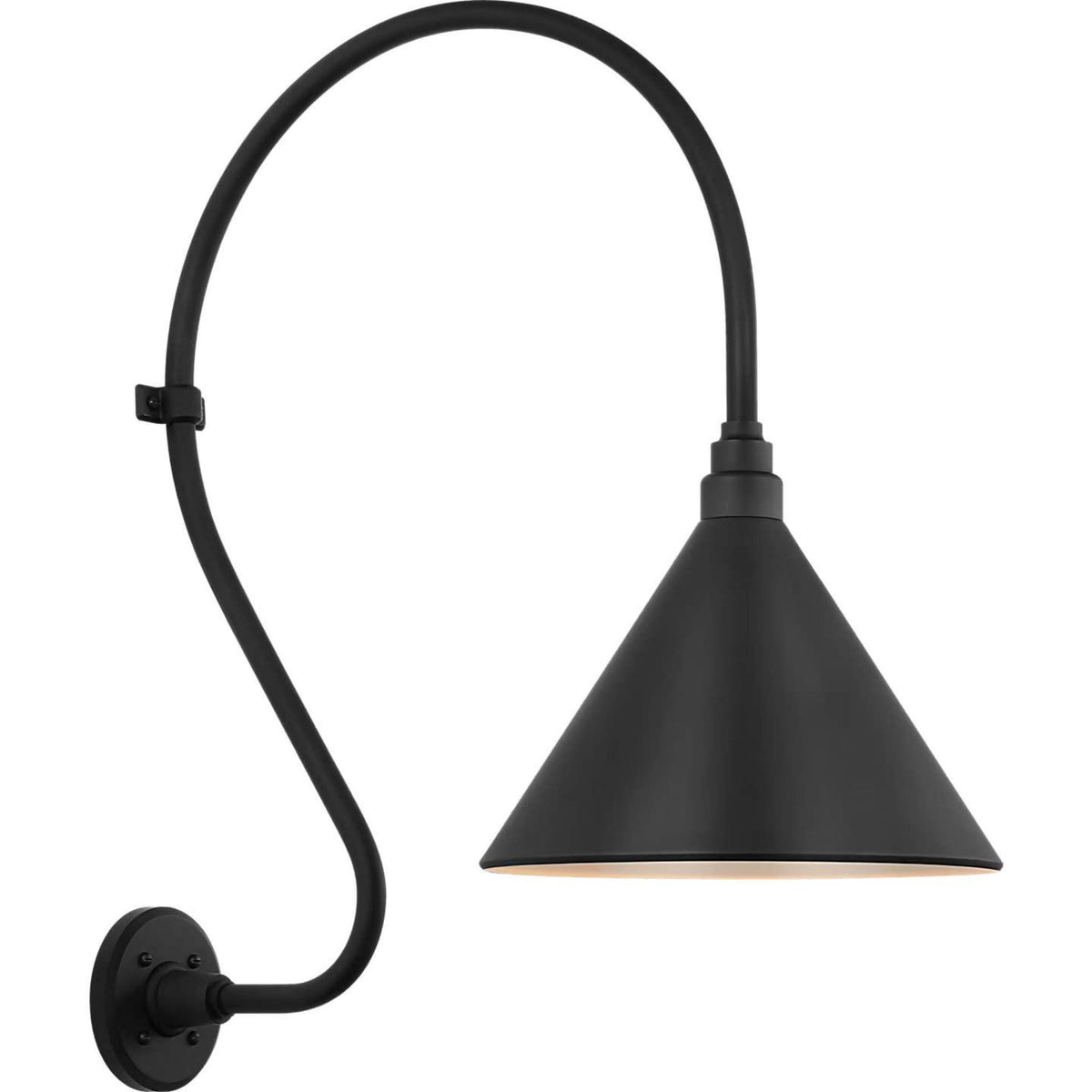 Thomas O'Brien Academy 18" Larrabee Barn Light in Matte Black with 12.5" Conical Savannah Shade W12.5" x H27" x E24"
