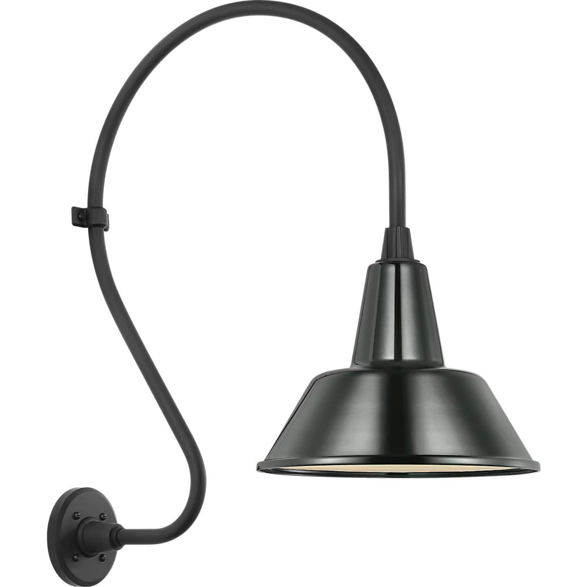Thomas O'Brien Academy 18" Larrabee Barn Light in Matte Black with 12.5" Green Bowers Shade W12.5" x H27" x E24"