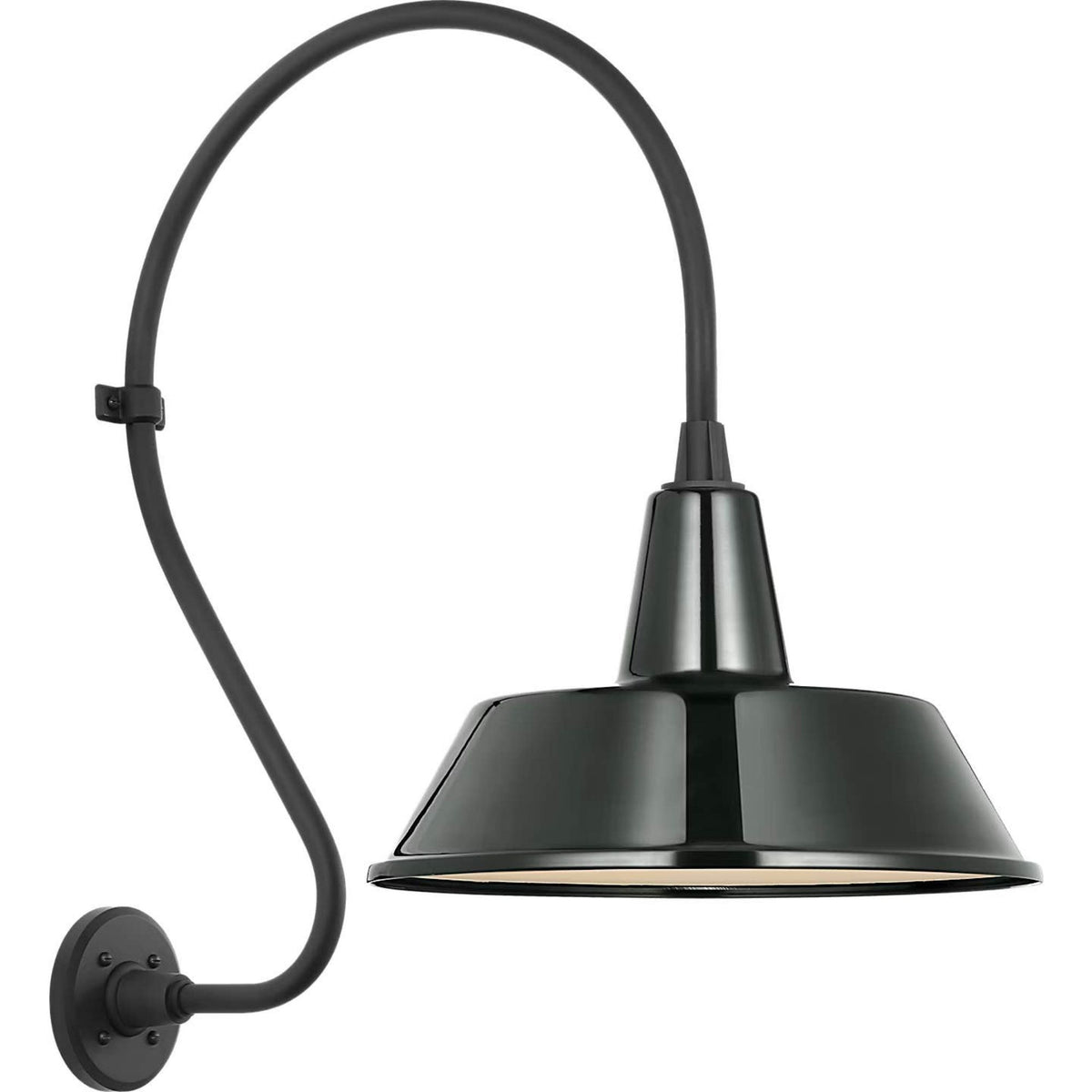 Thomas O'Brien Academy 18" Larrabee Barn Light in Matte Black with 16" Green Bowers Shade W16" x H27" x E25.75"