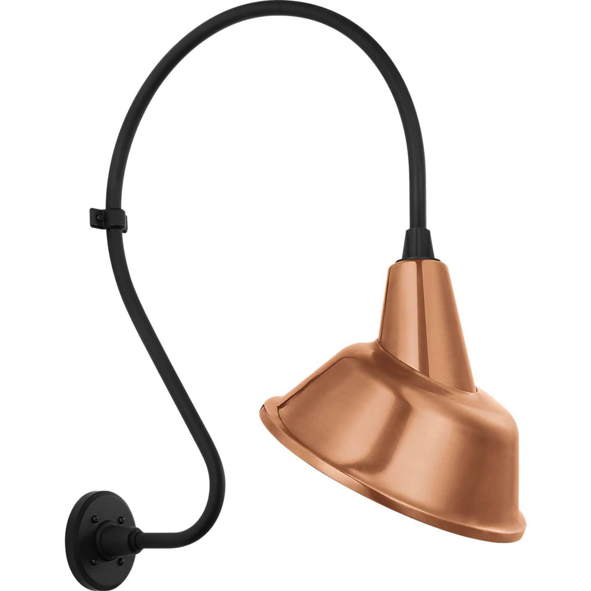 Thomas O'Brien Academy 18" Larrabee Barn Light in Matte Black with 12.5" Soft Copper Tilted Bowers Shade W12.5" x H27" x E21.25"