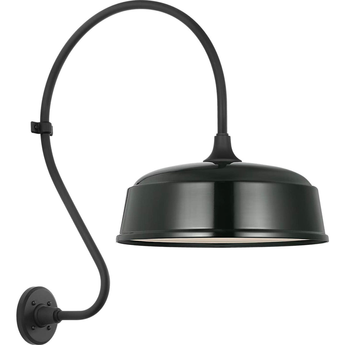 Thomas O'Brien Academy 18" Larrabee Barn Light in Matte Black with 16" Green Rockhouse Shade W16" x H27" x E25.5"