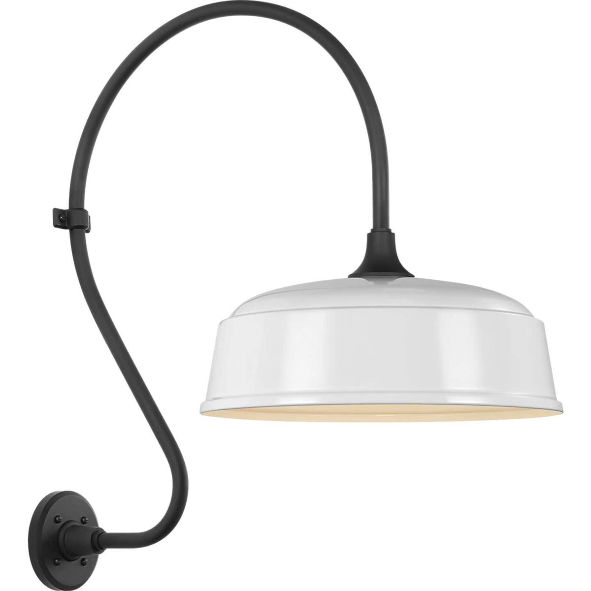 Thomas O'Brien Academy 18" Larrabee Barn Light in Matte Black with 16" White Rockhouse Shade W16" x H27" x E25.5"