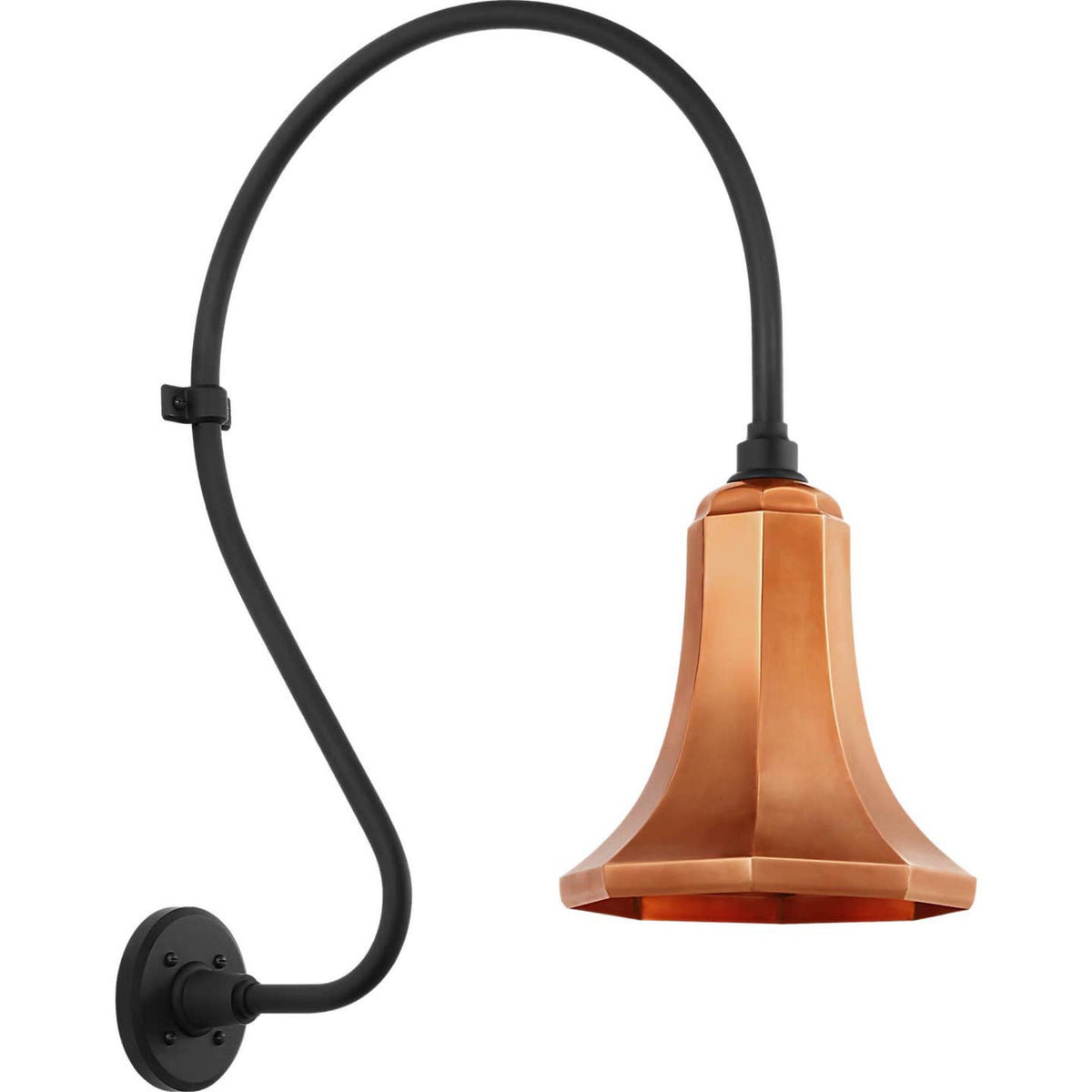 Thomas O'Brien Academy 18" Larrabee Barn Light in Matte Black with 9.25" Soft Copper Savannah Shade W9.25" x H27" x E22.25"