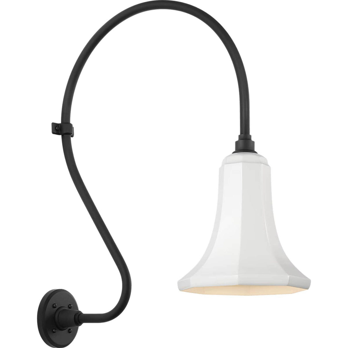 Thomas O'Brien Academy 18" Larrabee Barn Light in Matte Black with 9.25" White Savannah Shade W9.25" x H27" x E22.25"