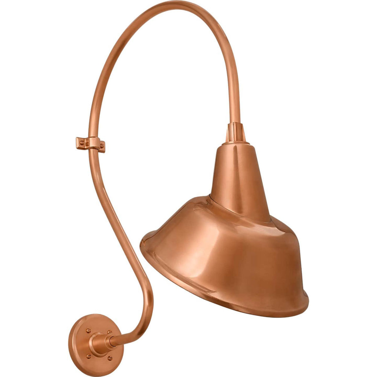 Thomas O'Brien Academy 18" Larrabee Barn Light in Soft Copper with 12.5" Tilted Bowers Shade W12.5" x H27" x E21.25"