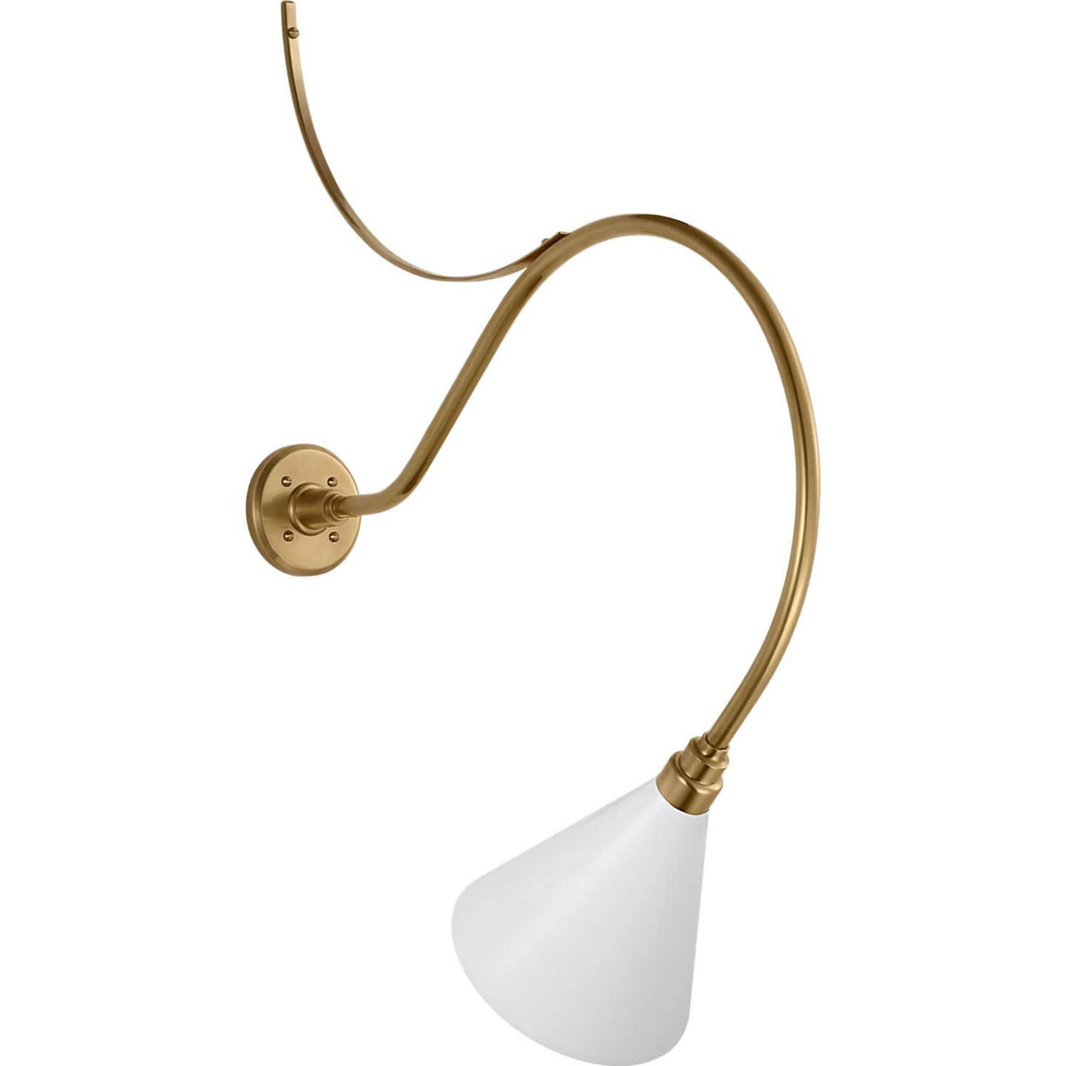 Thomas O'Brien Academy 26.5" Anchored Larrabee Barn Light in Hand-Rubbed Antique Brass with 9" White Conical Savannah Shade W9" x H37" x E26.5"