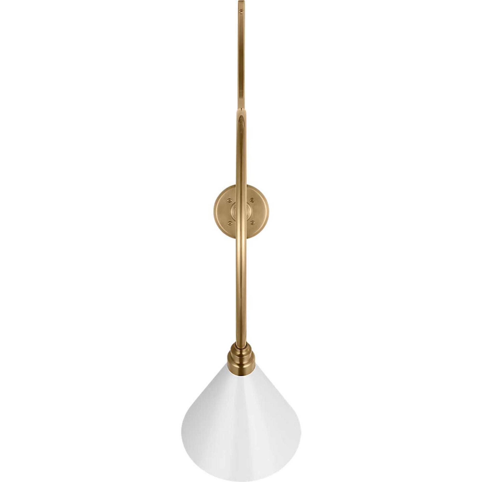 Thomas O'Brien Academy 26.5" Anchored Larrabee Barn Light in Hand-Rubbed Antique Brass with 9" White Conical Savannah Shade W9" x H37" x E26.5"