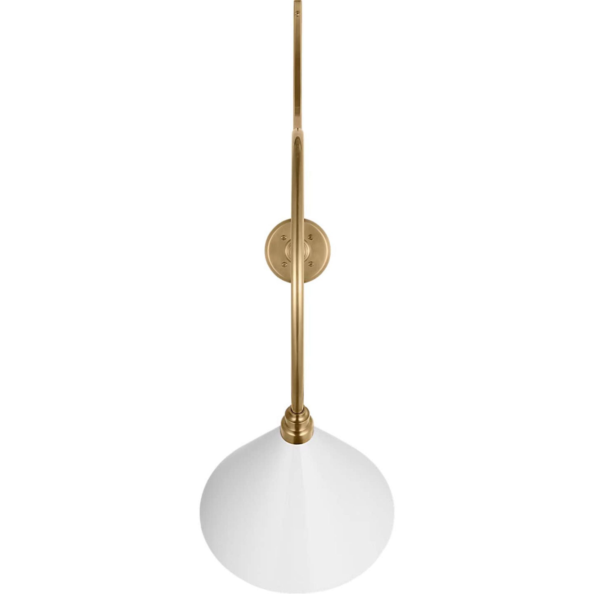 Thomas O'Brien Academy 26.5" Anchored Larrabee Barn Light in Hand-Rubbed Antique Brass with 12.5" White Conical Savannah Shade W12.5" x H38.25" x E26.5"