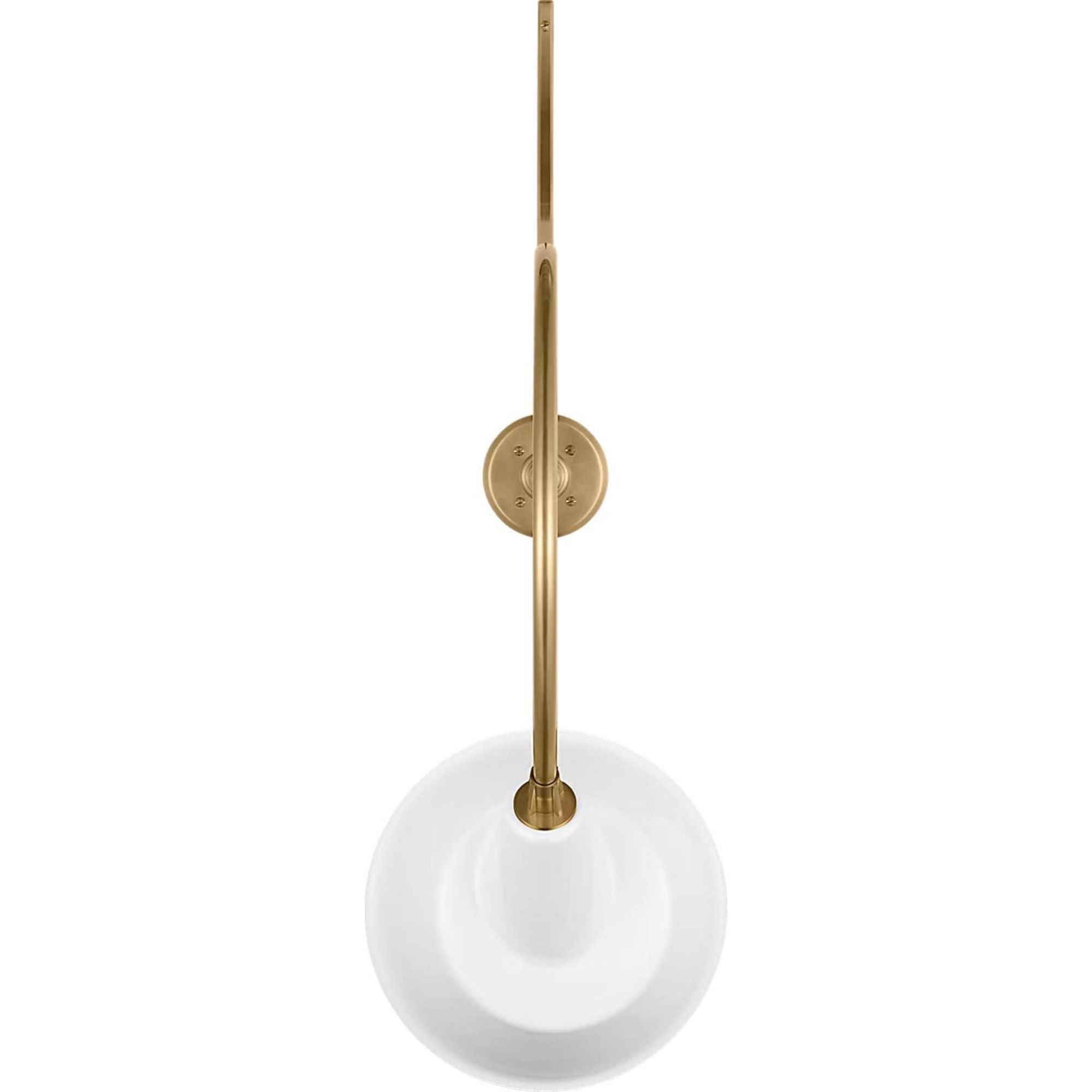 Thomas O'Brien Academy 26.5" Anchored Larrabee Barn Light in Hand-Rubbed Antique Brass with 12.5" White Tilted Bowers Shade W12.5" x H38.25" x E26.5"