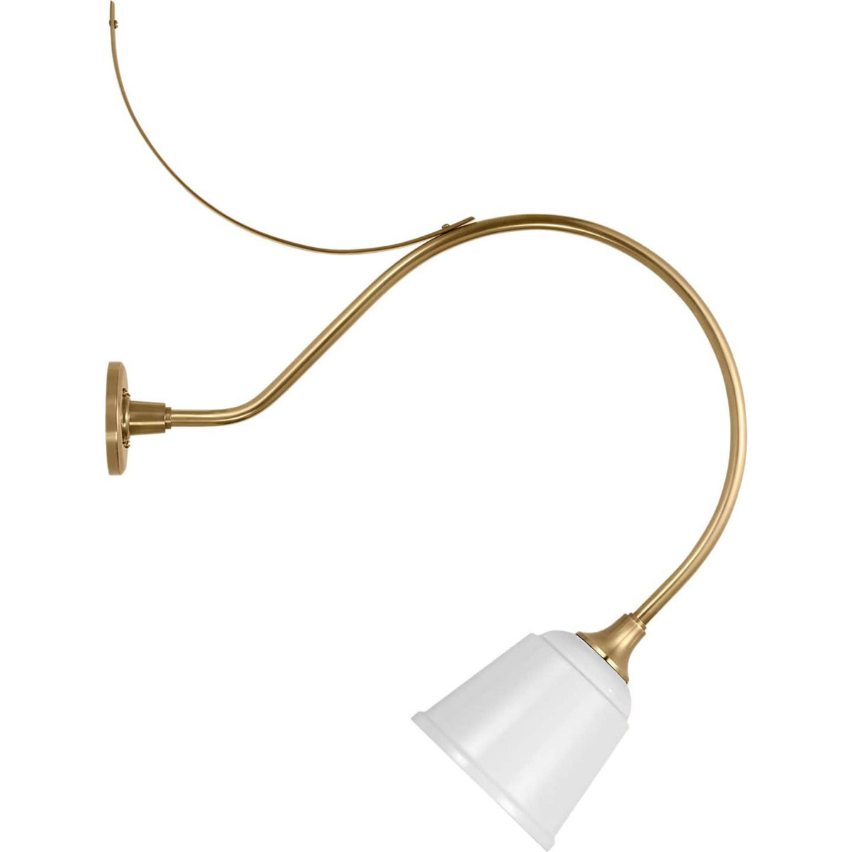 Thomas O'Brien Academy 26.5" Anchored Larrabee Barn Light in Hand-Rubbed Antique Brass with 8" White Rockhouse Shade W8" x H35.75" x E26.5"
