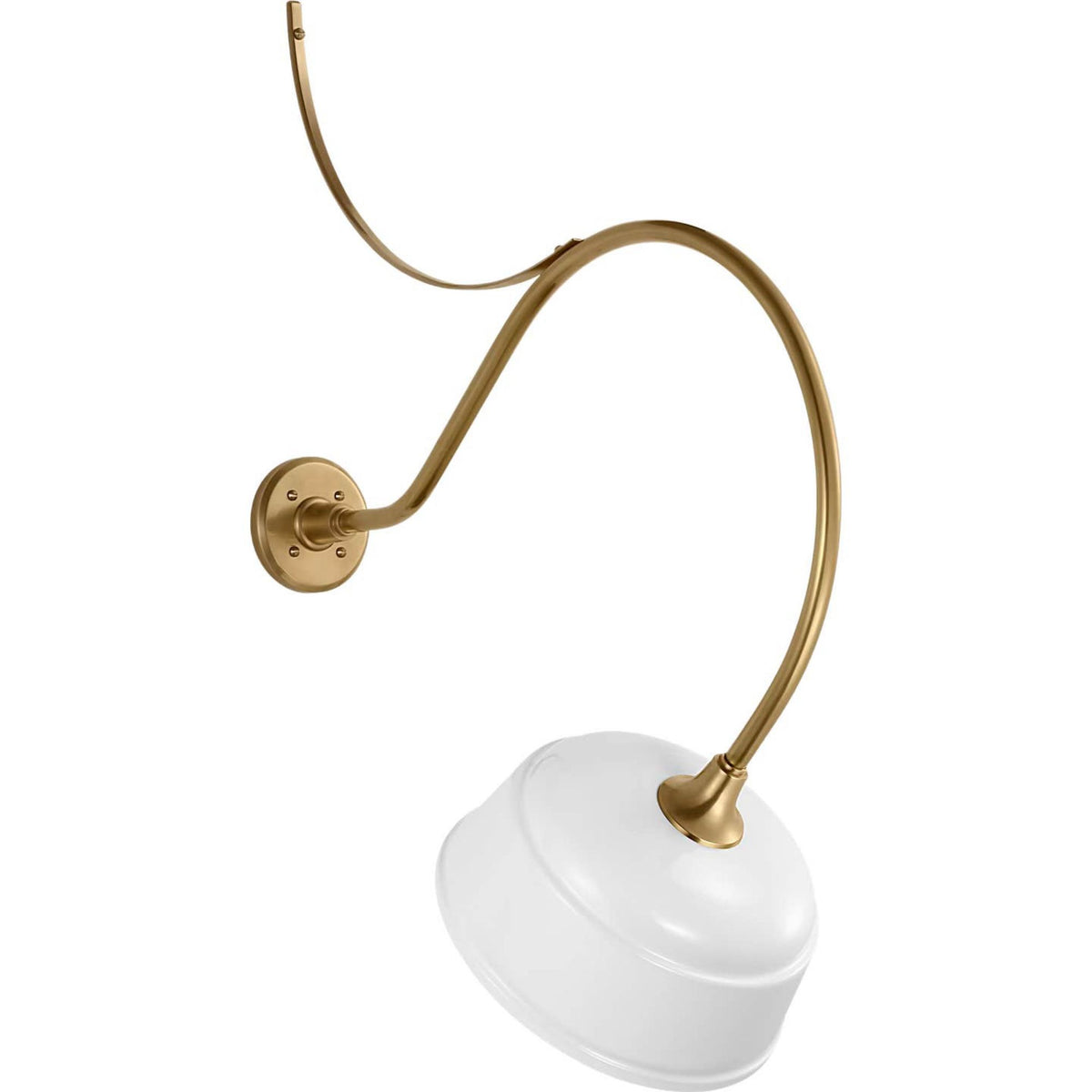 Thomas O'Brien Academy 26.5" Anchored Larrabee Barn Light in Hand-Rubbed Antique Brass with 12.5" White Rockhouse Shade W12.5" x H36.5" x E26.5"