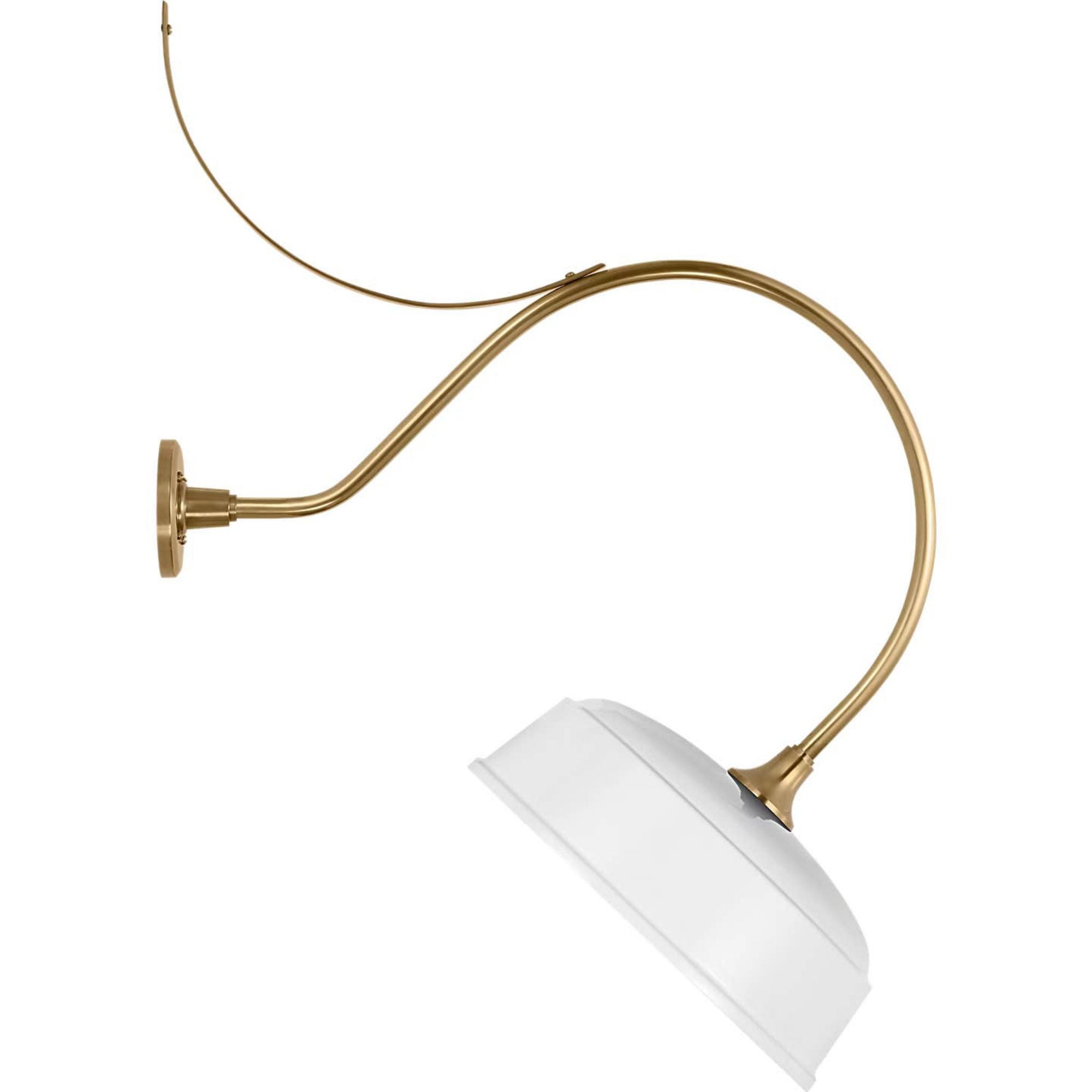 Thomas O'Brien Academy 26.5" Anchored Larrabee Barn Light in Hand-Rubbed Antique Brass with 16" White Rockhouse Shade W16" x H37.75" x E26.5"